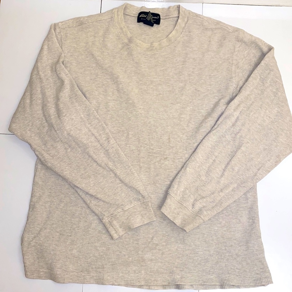 Eddie Bauer mens sand 💯 cotton ribbed top. Long sleeves. Size Small.